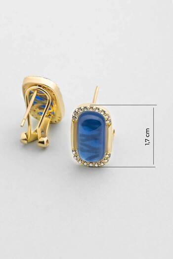 So CHIC... Safir Yolculuğu 18 Ayar Sarı Altın Kaplama Gümüş Küpe