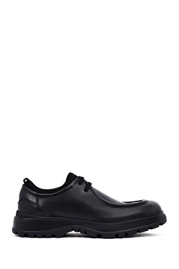 Derimod Men's Black Lace-Up Thick Soled Leather Casual Shoes 25Wfd632418