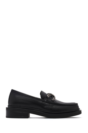 Derimod Women's Black Buckle Leather Masculine Winter Loafer Shoes 25Afd183818