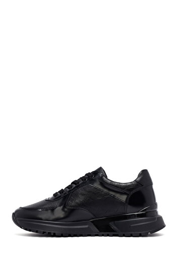 Derimod Men's Black Lace-Up Leather Casual Sneaker, Winter Sports Shoes 25Wfd642114
