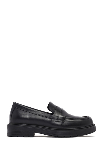 Derimod Women's Black Thick Soled Leather Masculine Winter Loafer Shoes 25Afd184718