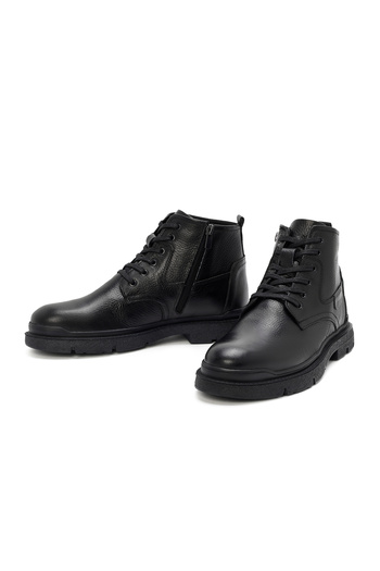 Derimod Ανδρικές μαύρες δερμάτινες μπότες casual με φερμουάρ 25WFD6806FT