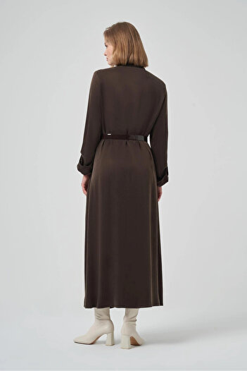 Nuss Silk Dress with Belt and Citcit Detail 2002 Coffee
