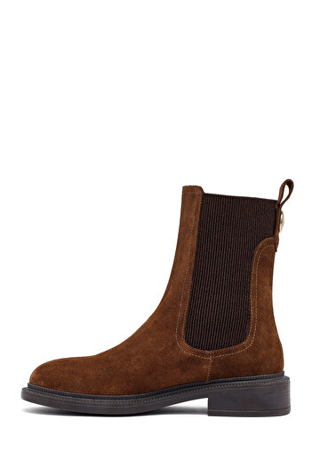 Derimod Women's Tan Suede Leather Chelsea Boots 25Wfd202210