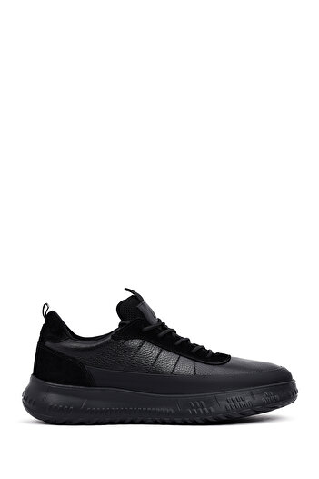 Derimod Men's Black Lace-Up Thick Soled Leather Sneaker, Winter Sports Shoes 25Wfd650514