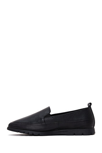Derimod Women's Black Leather Comfort Winter Loafer Shoes 25Afd1500Ft