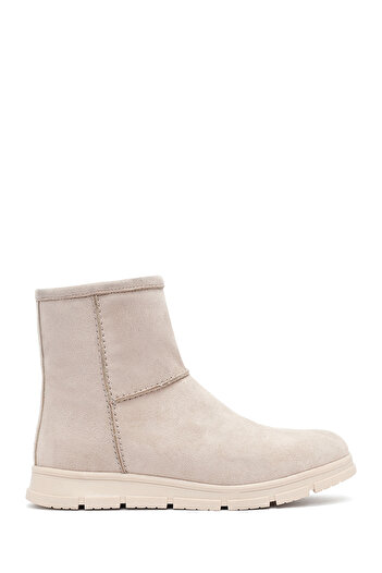 Derimod Women's Beige Zippered Suede Teddy Boots 25Wfe250910