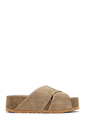 Derimod Women's Mink Thick Soled Suede Leather Slippers 25Sfd180910