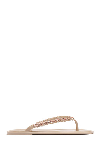 Derimod Women's Beige Flip Flops Stone Jelly Slippers 25Sfe4916Pv
