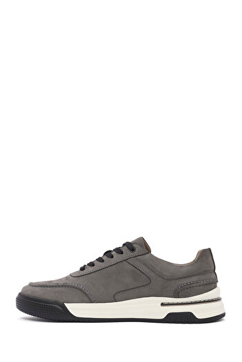 Derimod Men's Gray Lace-Up Thick Sole Nubuck Leather Sneaker 25Sfd6110V3
