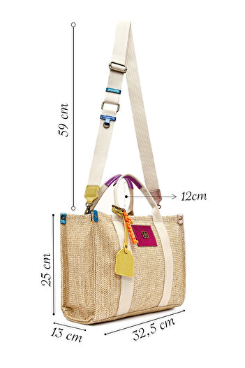 Derimod Women's Beige Long Strap Straw Shoulder Bag 25Sbd2441M7