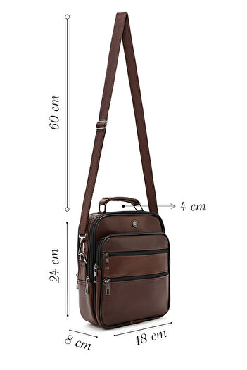 Derimod Men's Brown Long Strap Leather Handbag 24Sbd 400018