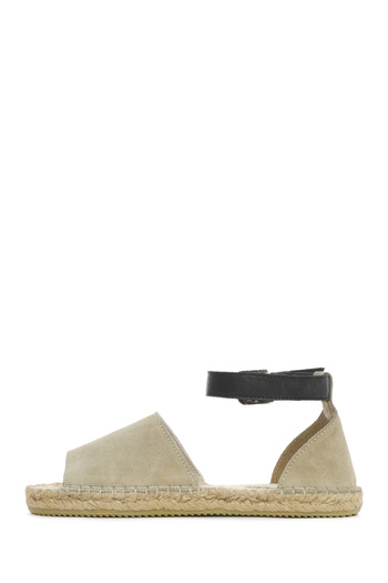 Derimod Women's Beige Ankle Strap Suede Espadrille 25Sfd 206610