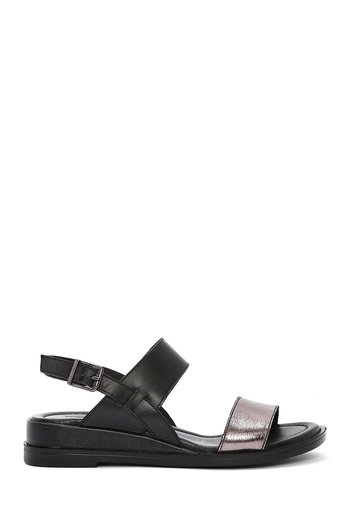Derimod Women's Black Ankle Buckle Genuine Leather Sandals 25Sfd362714