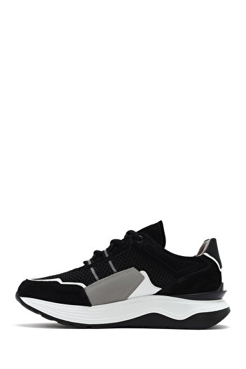 Derimod Men's Black Lace-Up Thick Soled Leather Sneaker 25Sfd 795014