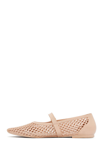 Derimod Women's Beige Buckle Transparent Jelly Summer Ballerina Shoes 25Sfe4755Pv