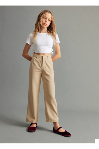 ESİLA KİDS Kız Çocuk Pantolon Gabardin Geniş Paça Pantolon 4-11 Yaş