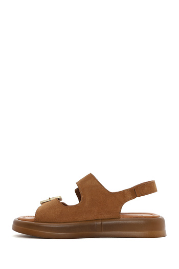 Derimod Women's Mink Arakdan Buckle Thick Soled Suede Genuine Leather Sandals 25Sfd362310