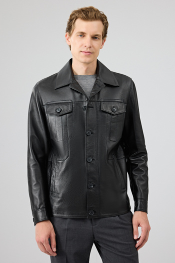 Derimod Axel Men's Black Leather Jacket 25Sge65691M