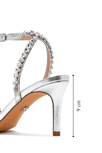 Derimod Women's Silver Ankle Buckle Stone Thin Heeled Shoes Sandals 25Sfd443914