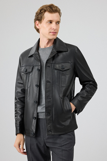 Derimod Axel Men's Black Leather Jacket 25Sge65691M