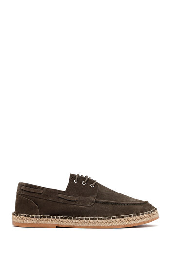 Derimod Men's Khaki Suede Leather Espadrille 25Sfd 616210