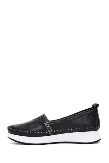 Derimod Women's Black Thick Soled Genuine Leather Comfort Shoes Casual Shoes 25Sfd332318