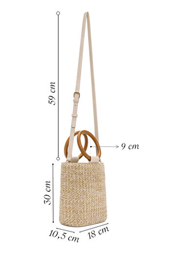 Derimod Women's Cream Straw Handbag 25Sbd2921M7