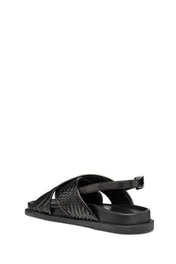 Geox Women's Black D Adelash E - Shi.Goat Lea Knitted Genuine Leather Sandals D55Ywe000Tcc9999