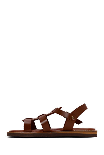 Derimod Women's Brown Ankle Strap Genuine Leather Sandals 25Sfd360918