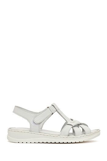 Derimod Women's White Strappy Genuine Leather Comfort Sandals 25Sfd340318