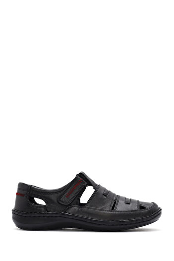 Derimod Men's Black Leather Casual Sandals