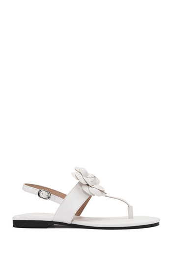 Derimod Women's Cream Flower Detailed Flip Flops Sandals 25Sfe 401218