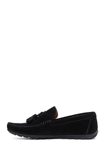 Derimod Men's Black Tasseled Suede Genuine Leather Shoes Casual Daily Shoes 25Sfd754610