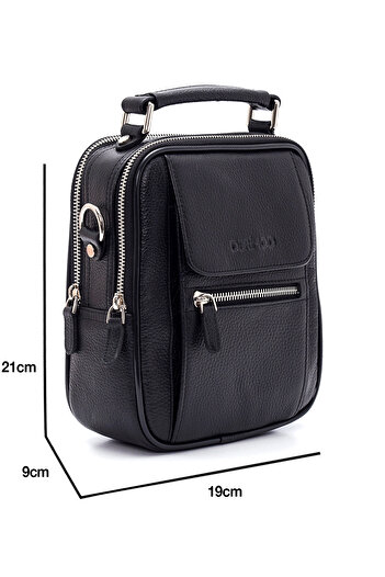 Derimod Men's Black Leather Messenger Bag 21Sbd3100Ft