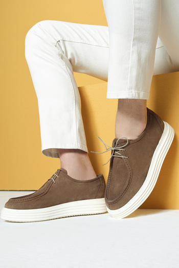 Derimod Men's Tan Lace-Up Suede Leather Casual Shoes 25Sfd 650410