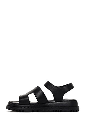 Derimod Women's Black Genuine Leather Comfort Sandals 25Sfd300218