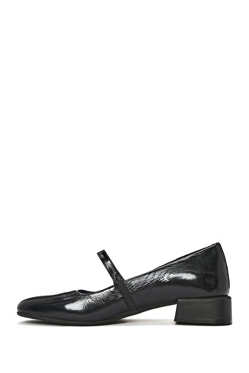 Derimod Women's Black Short Heeled Patent Leather Genuine Leather Summer Ballerina Shoes 25Sfd410816
