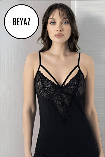 Altınay Women's Lace Detailed Strap Undershirt - 90% Cotton (Lilitime)