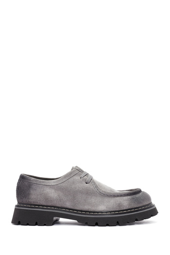 Derimod Men's Gray Lace-Up Suede Leather Casual Shoes 24Wfd 740510