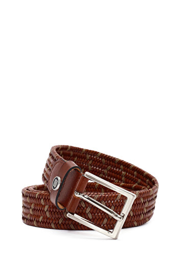 Derimod Men's Brown Braided Leather Belt 000A2D 1400029