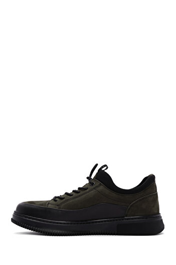 Derimod Khaki Nubuck Leather Men's Sneakers - Lace-up, Casual, 24wfd6761v3