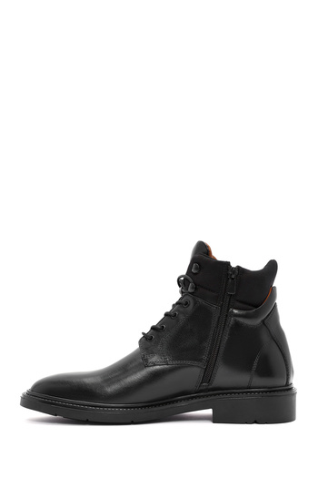 Derimod Men's Black Zippered Leather Casual Boots 24Wfd 604218