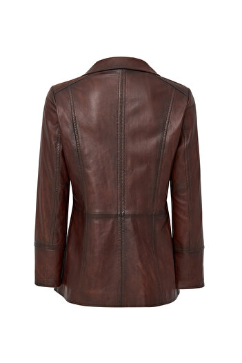 Derimod Trixy Women's Brown Leather Coat 24Wge5277Nc