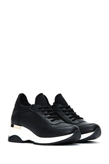 Derimod Kadın Siyah Bağcıklı Dolgu Topuklu Sneaker 24WFE220114