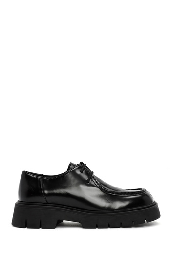 Derimod Black Leather Women's Masculine Shoes - Lace-up, Model 24WFD 141422
