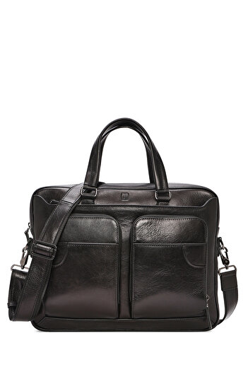 Derimod Men's Black Long Strap Leather Briefcase 24Wbd3608Ft