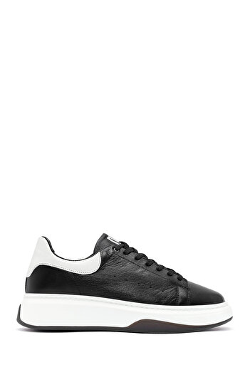 Derimod Ανδρικό δερμάτινο sneaker με κορδόνια σε μαύρο χρώμα 24WFD675418