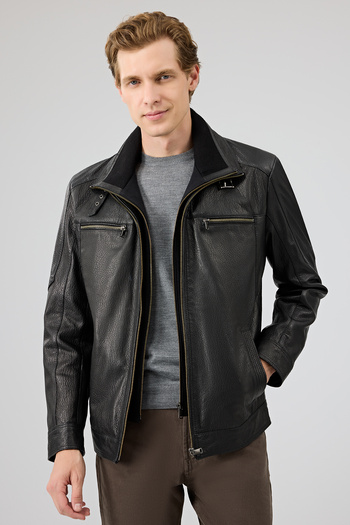 Derimod Mateo Men's Black Leather Jacket 24Wge65352H