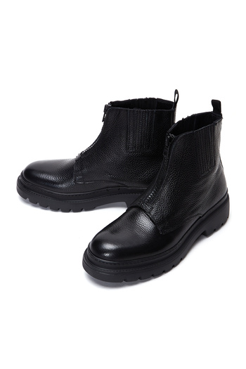 Derimod Μαύρες δερμάτινες ανδρικές μπότες casual με φερμουάρ - 24WFD6305FT